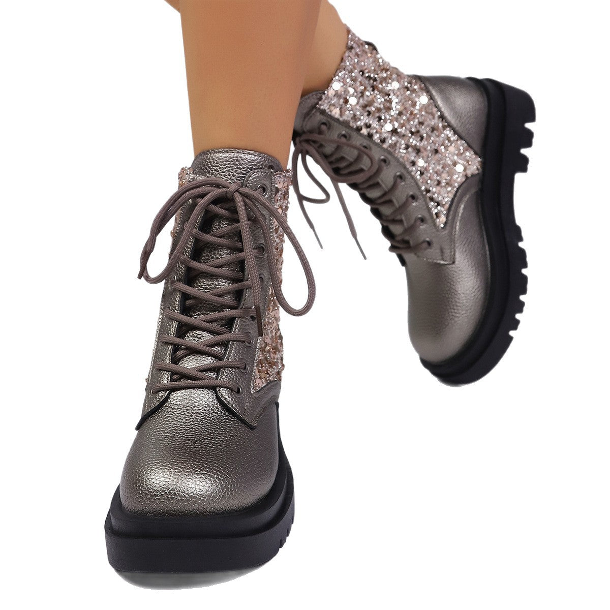 Leather Martin Boots Round Head Thick Bottom