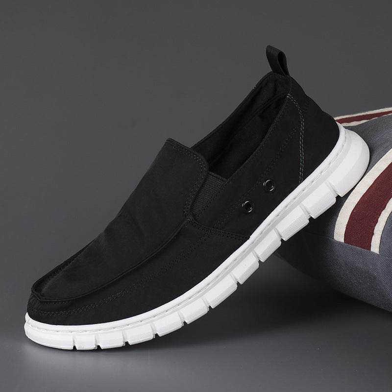 Men's Canvas Shoes Lightweight Breathable All-match Low Top Z2002 Black And White