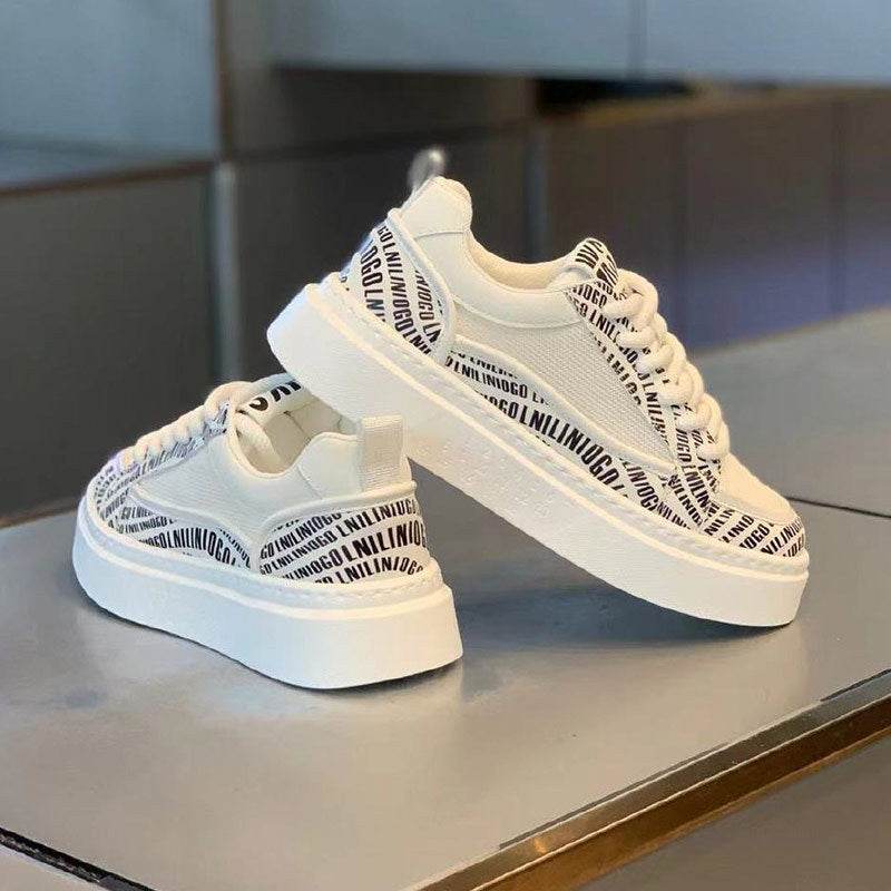 Thick Bottom Wear-resistant Board Shoes Breathable Fashion Casual Sneaker White