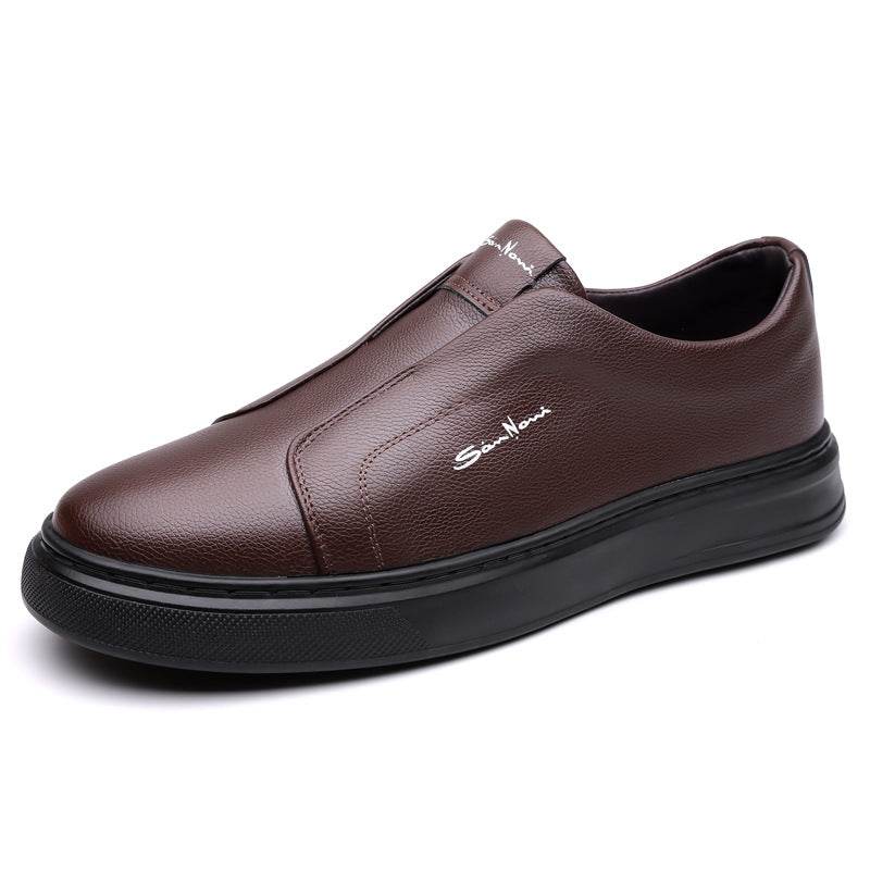 Casual And Comfortable Breathable Non-slip Trendy Soft Bottom Rubber Round Toe Flat Heel Slip-on Shoes Brown