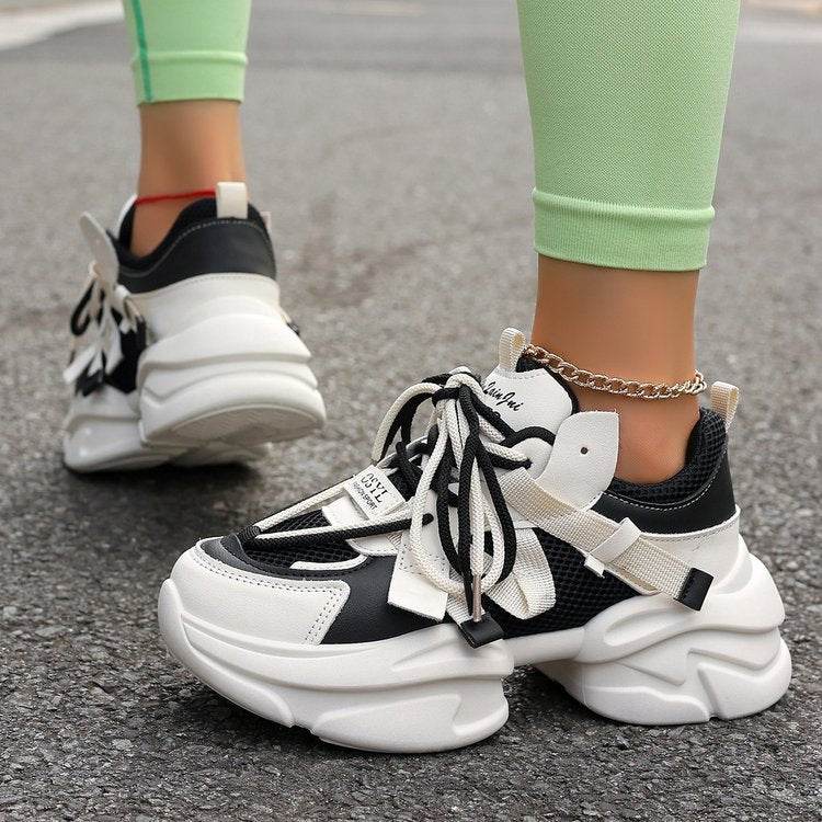 Lace-up White Shoes Casual Sneaker Black Beige
