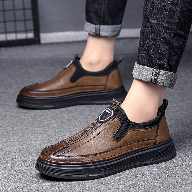 Solid Color Casual Men's Shoes Daily Travel Low Cut Round Head Brown