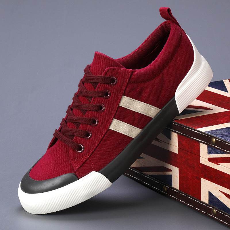 Men's Canvas Shoes Lightweight Breathable All-match Low Top 5850 Wine Red