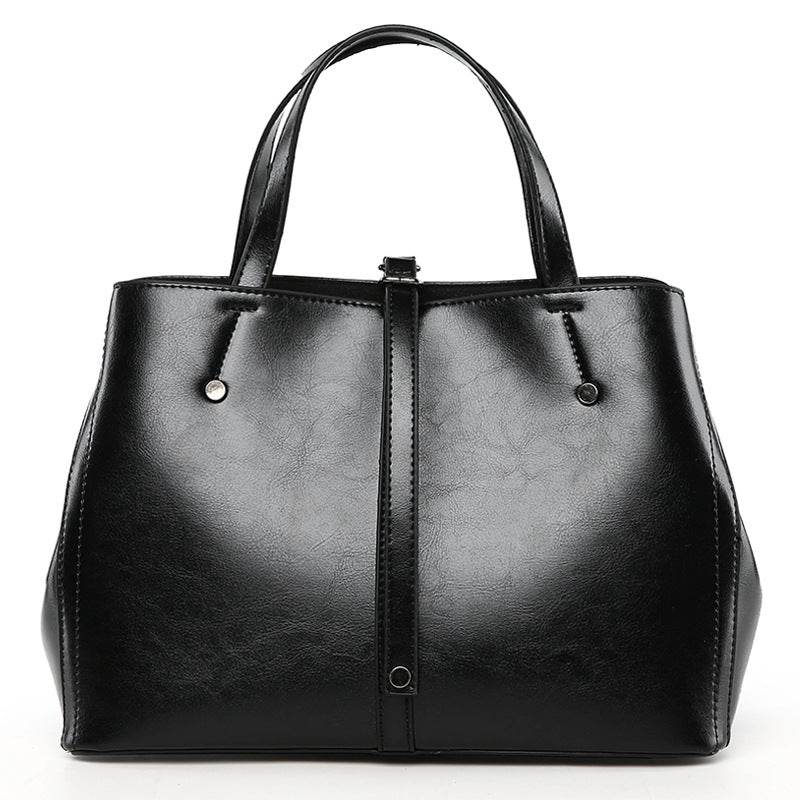 Luxury Retro Women's Hand-carrying Solid Color Simple Black Singleton
