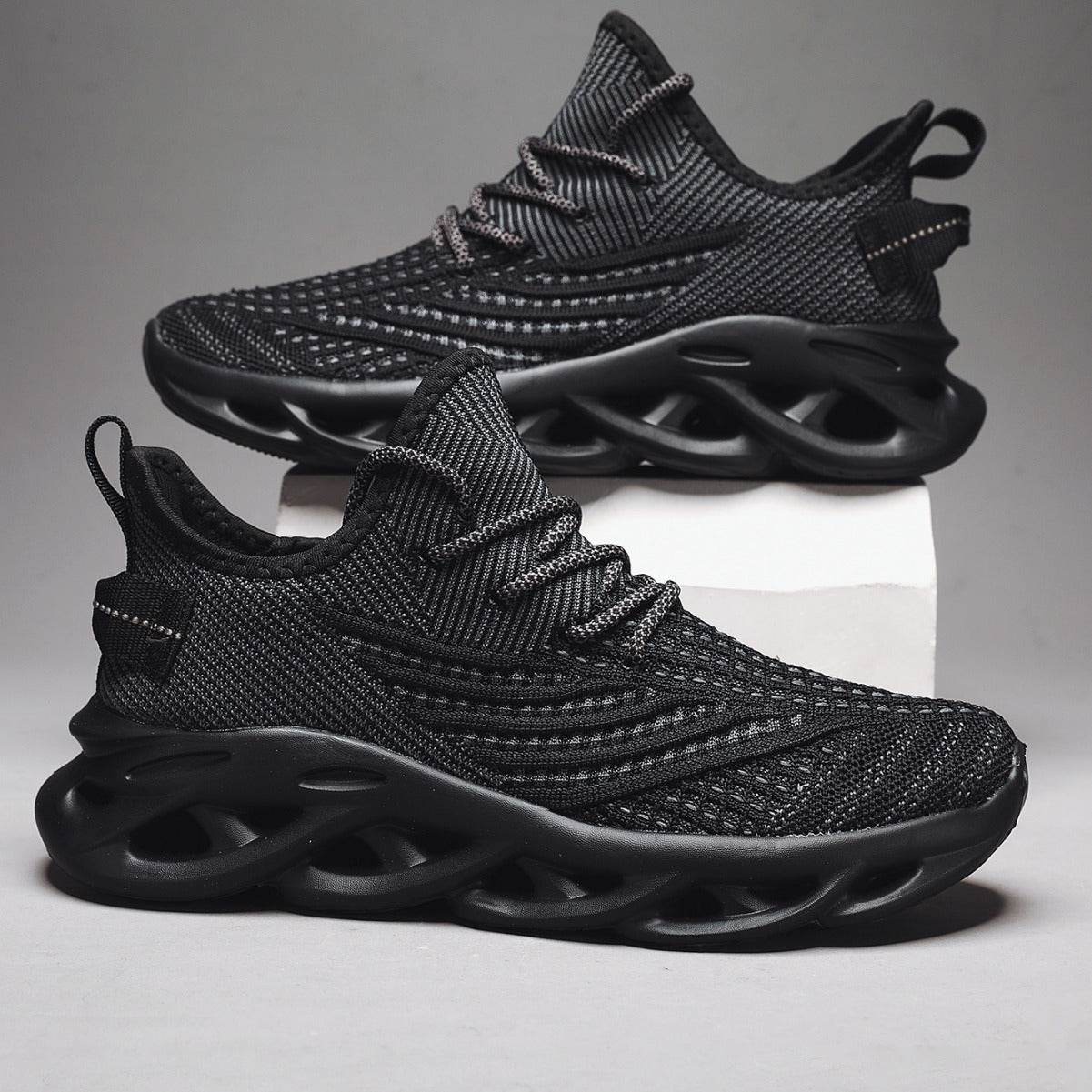 Sneaker Men's Fly-kit Mesh Twist Bottom Lightweight Black