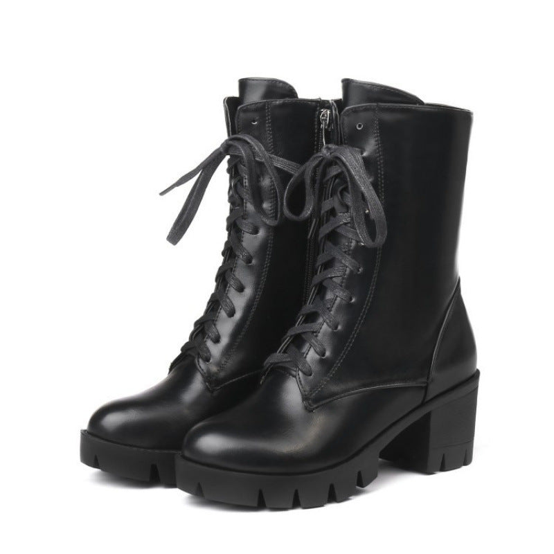 Women's European And American Taiwan Platform Martin Boots Black