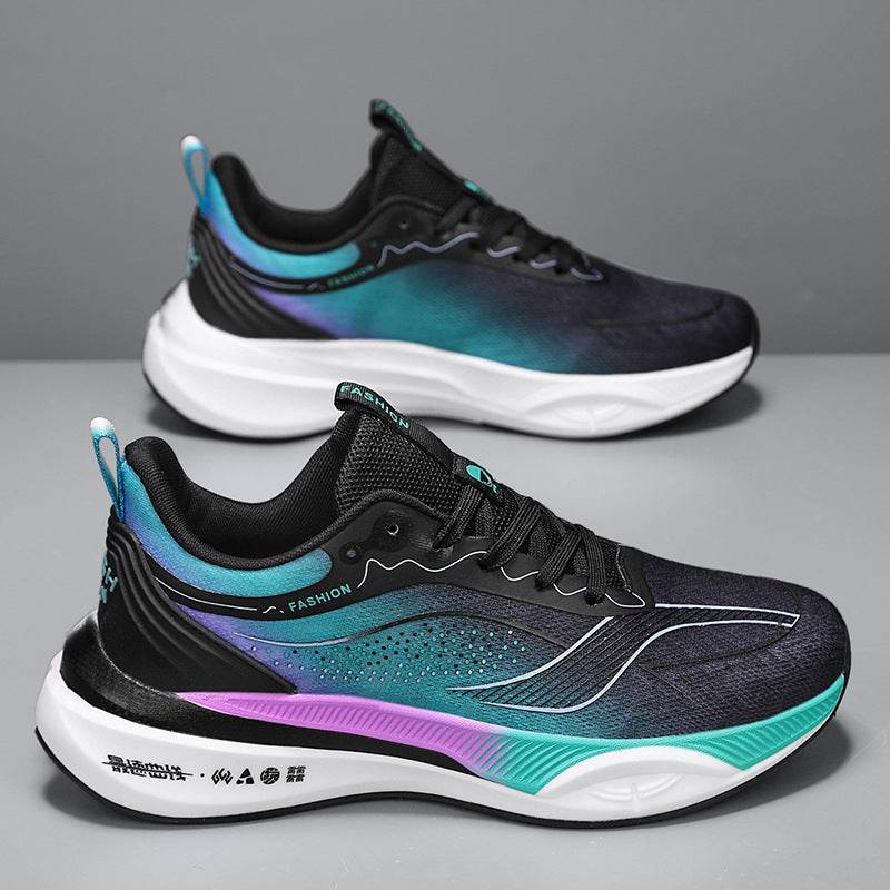 Youth Carbon Plate Running Shoes Autumn Mesh Breathable Black And Pale Blue