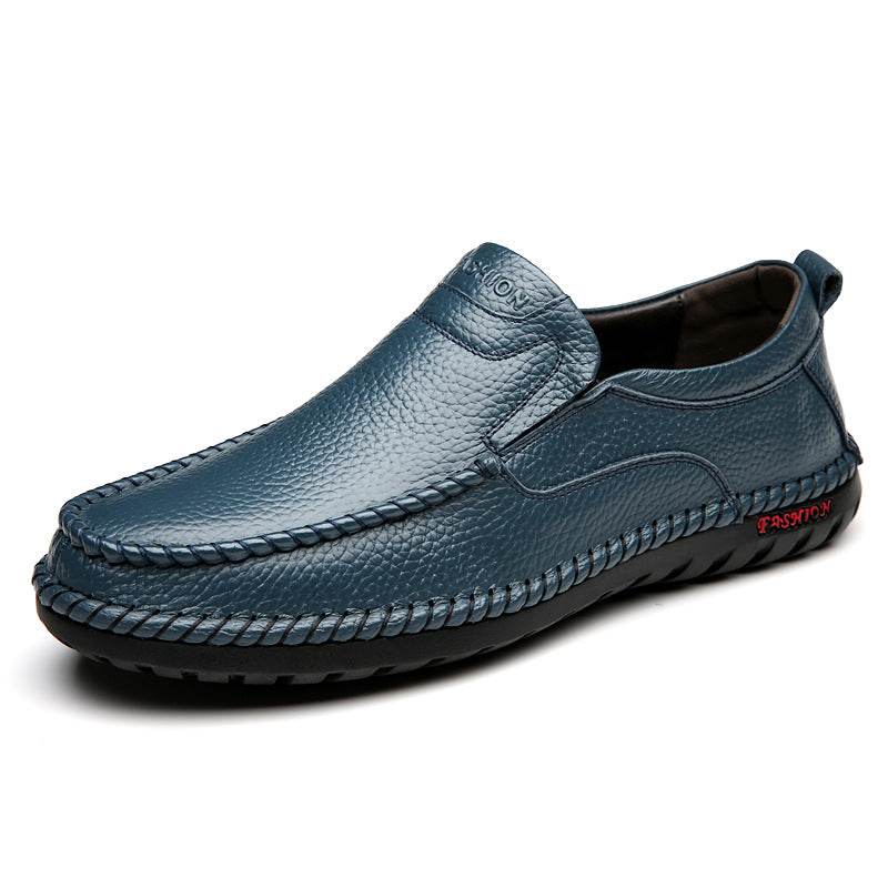 Comfortable Cowhide Soft Bottom Soft Surface Men's Shoes Blue