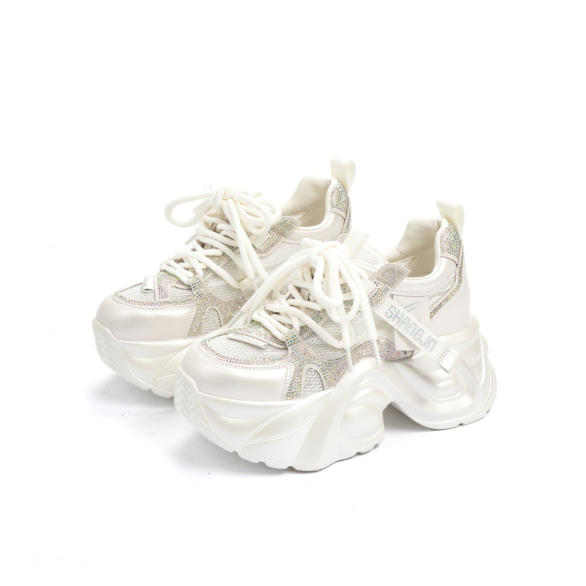 Thick Bottom Korean Casual Ins Style Dad Shoes White