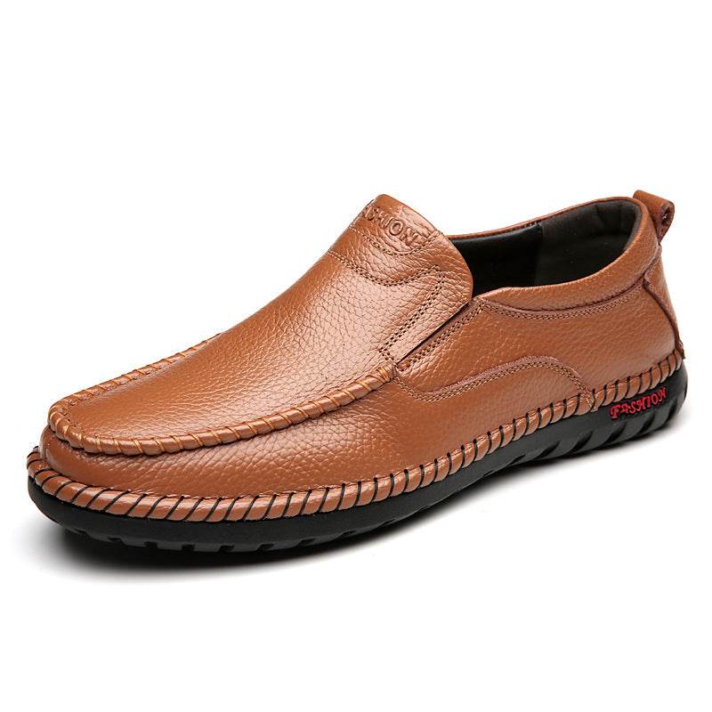 Comfortable Cowhide Soft Bottom Soft Surface Men's Shoes Brown