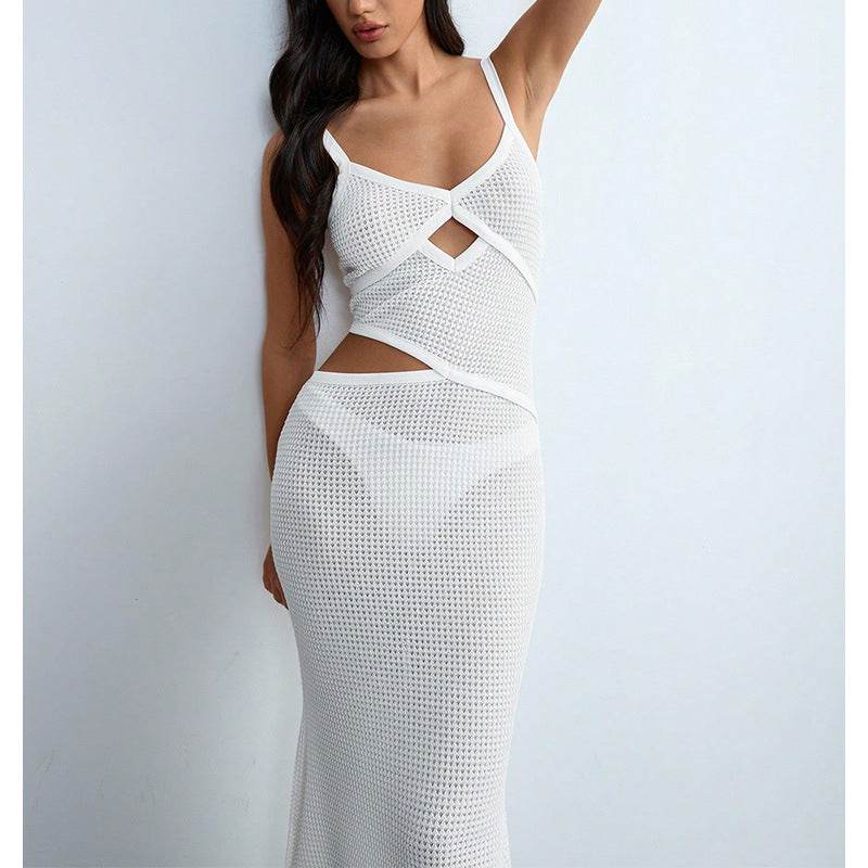 Women's Design Irregular Beach Dress Sexy White