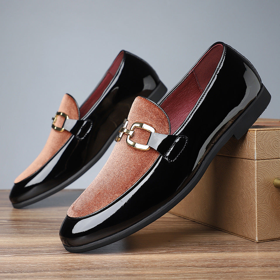 Men's Glossy Pointed British Style Frosted Suede Business Casual Leather Shoes Brown