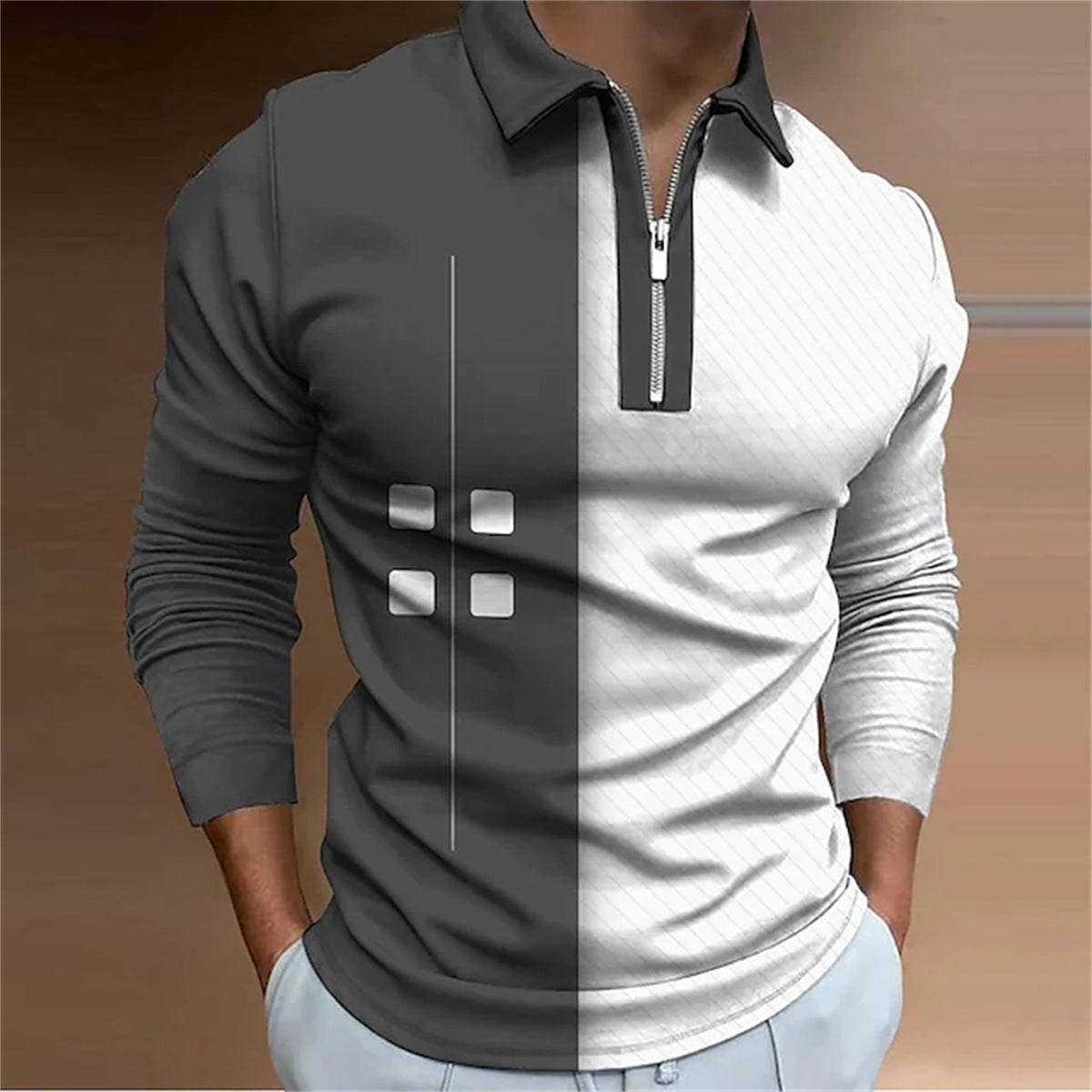 European And American Men's Lapel Polo Shirt Fashion Casual Long Sleeve YYCP0064