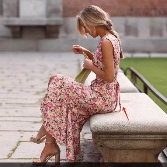 Fashion Printing Sleeveless Elegant Dress Women