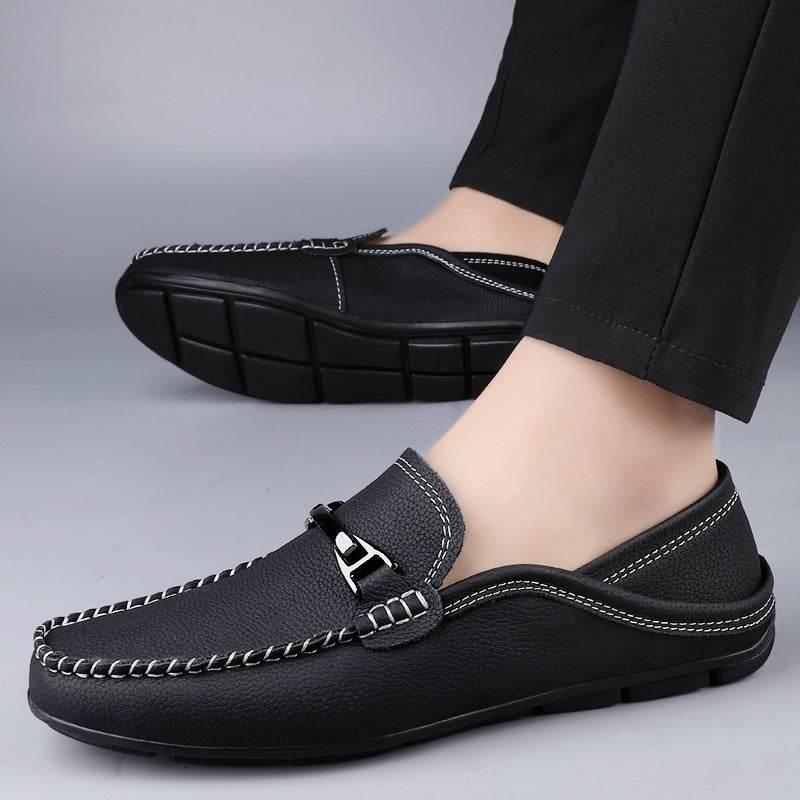 Extra Large Casual Leather Shoes Leather Widened Gommino