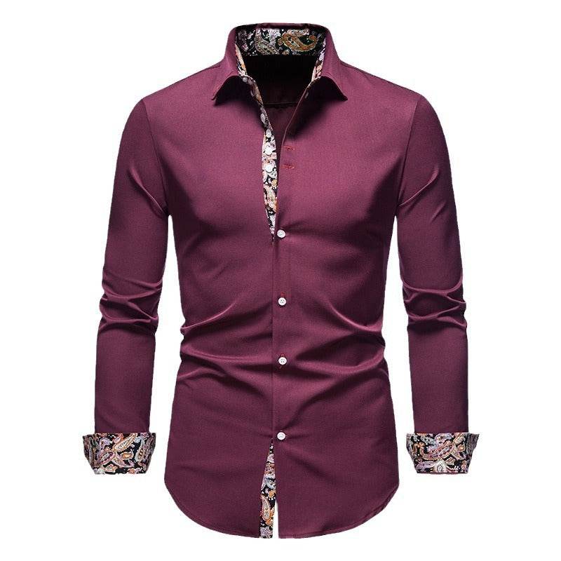 Men's Long-sleeved Shirt Lapel Slim-fit Assorted Colors