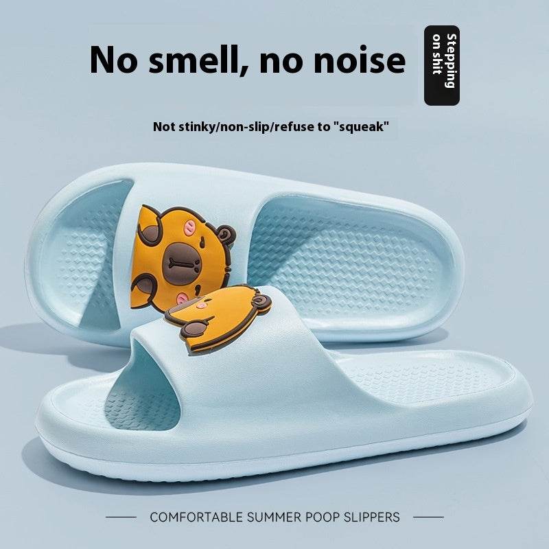 Cute Cartoon Dog Slippers Non-slip Floor Bathroom Slipper Summer Women's House Shoes Sky Blue Cartoon Bear