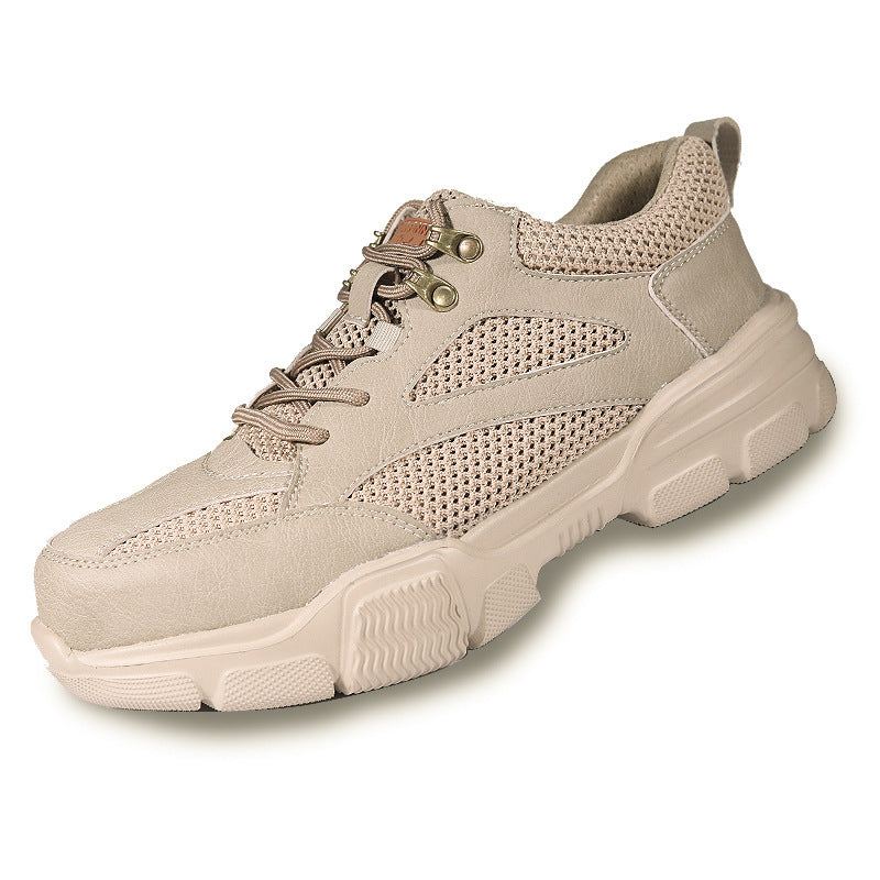 Men's Breathable Soft Bottom Protective Safety Shoes Beige