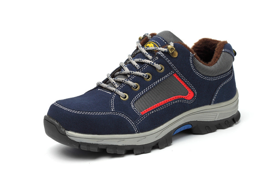 Steel Toe Anti-smash And Anti-piercing Safety Shoes Blue plus cotton