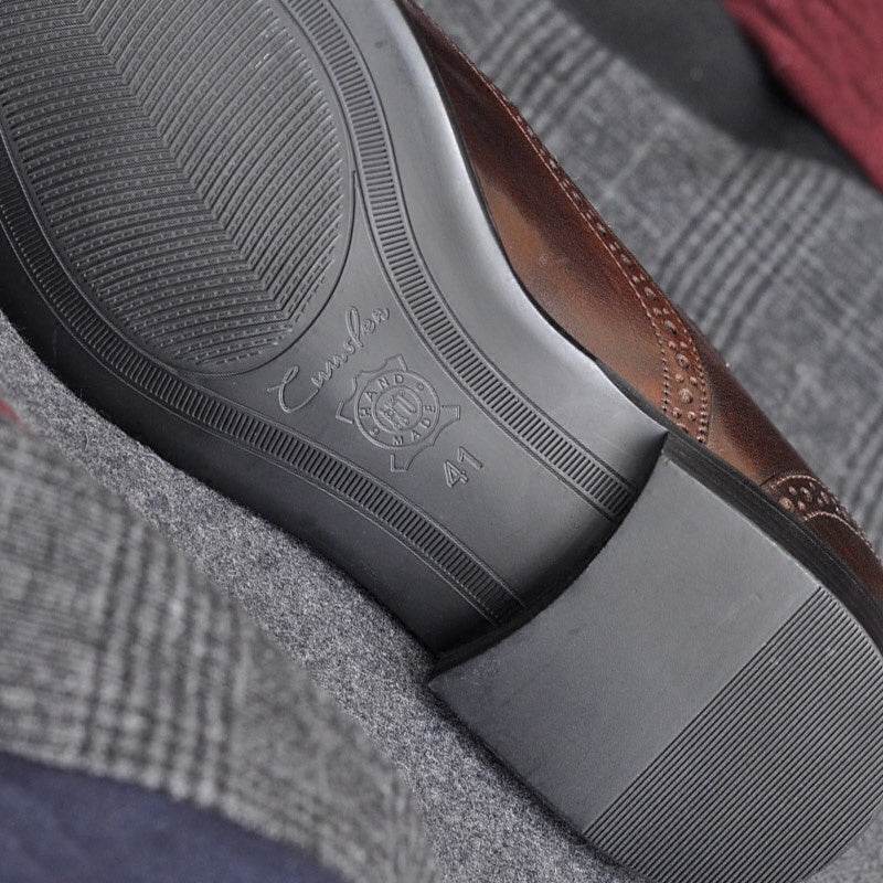 Handmade Genuine Leather Men's Pointed Toe Business Formal Wear Leather Shoes