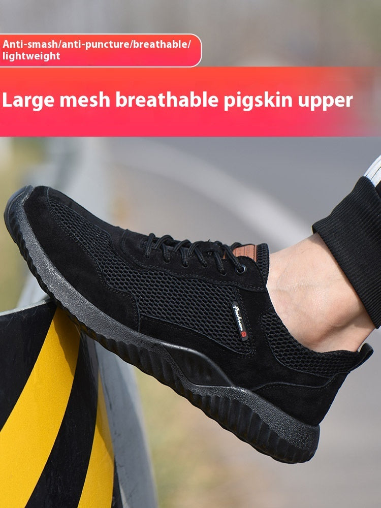 Flyknit Protective Shoes Breathable Mesh Anti-smashing And Anti-penetration Safety Protection Black
