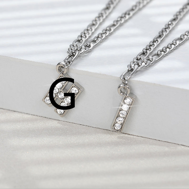 English Alphabet Stainless Steel Zircon All-match Anklet Silver G
