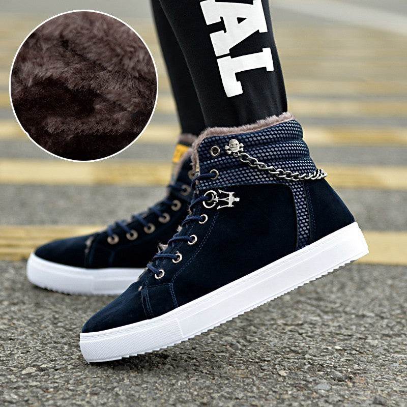 Casual Fashion Sneakers Men's Fleece-lined Sneakers H831 Velvet Dark Blue
