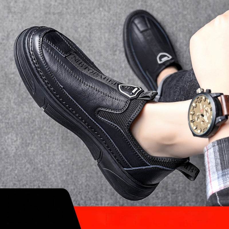 Solid Color Casual Men's Shoes Daily Travel Low Cut Round Head Black Plus Velvet