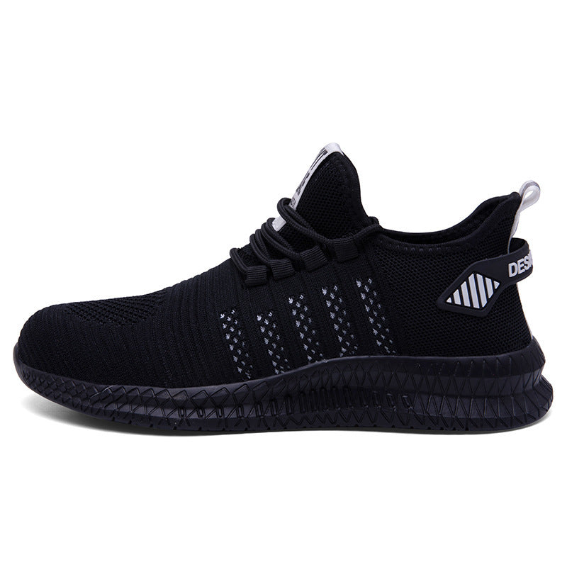 Work Safety Shoes Breathable Anti-Puncture Sneakers Men Air Cushion Indestructible Steel Toe Shoes Black white