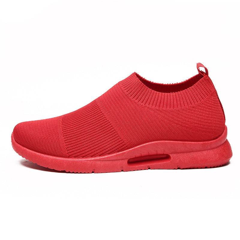 Flying Knit Sneakers Men's Mesh White Shoes Black Casual Sneakers Red