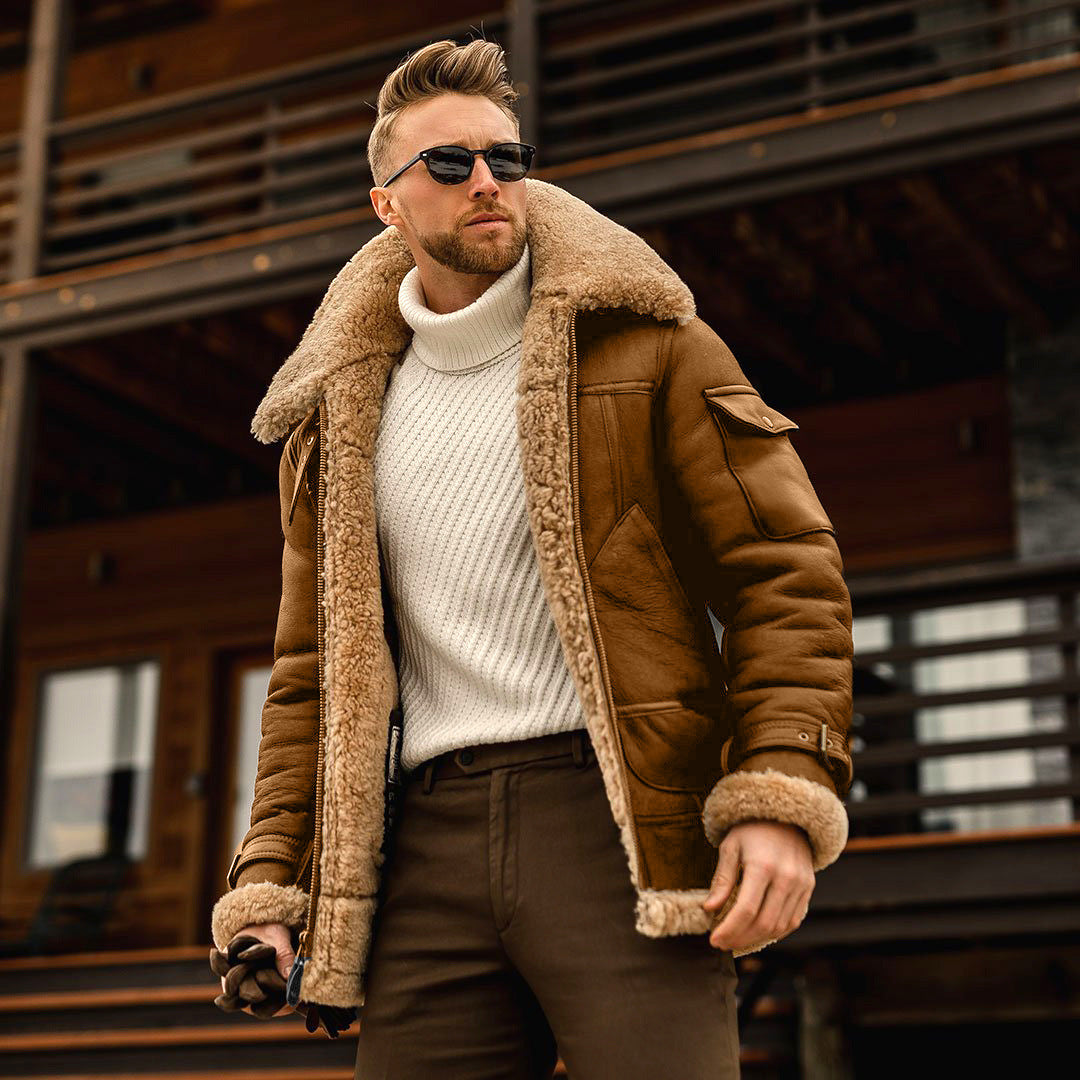 Winter Jacket Mens Military Fleece Warm Jackets Male Fur Collar Coats Army Tactical Jacket Brown