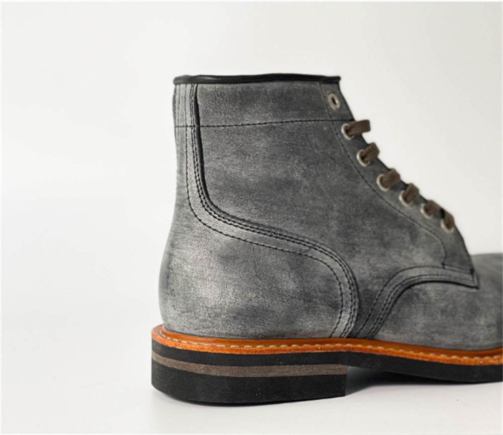 Retro Men's Boots Goodyear Craft Hand-made Toe Layer Fog Wax Cowhide Toe Boots