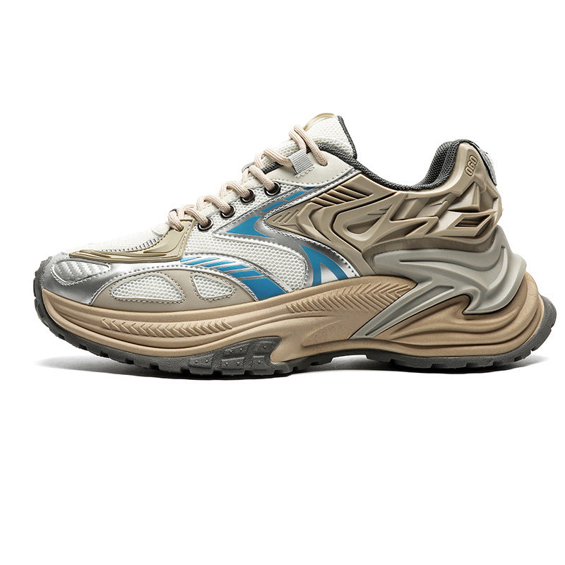 Breathable Casual Retro Sports Increased By Jogging Shoes Beige Blue