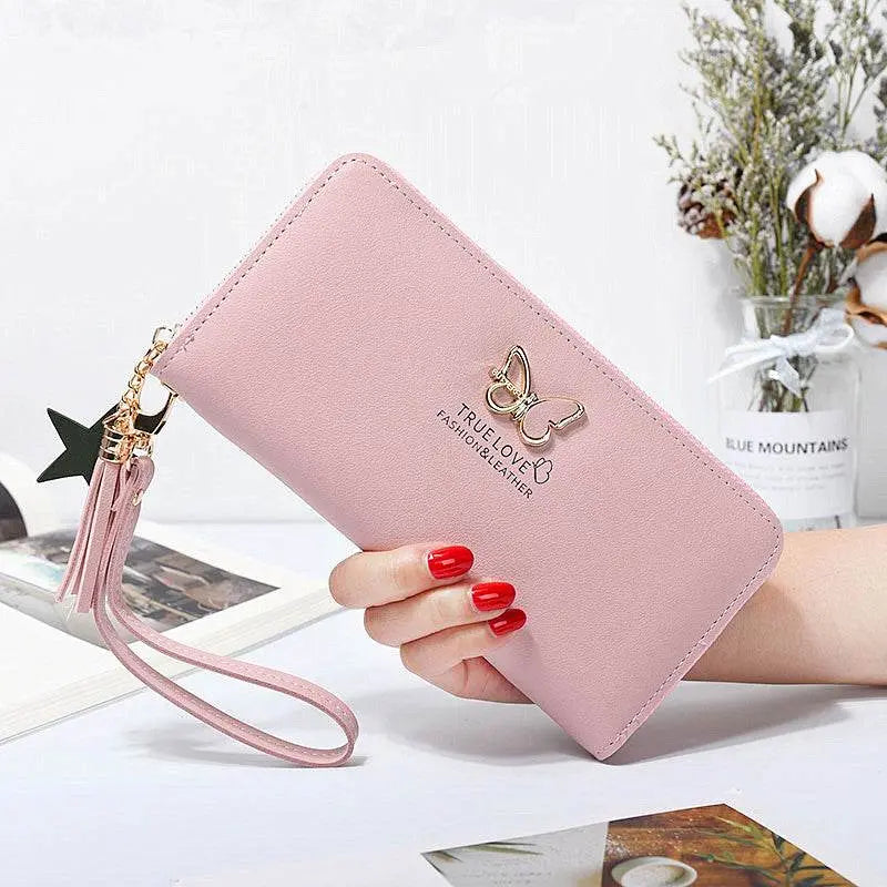 Korean Style Butterfly Hollow Metal Ladies Clutch Pink