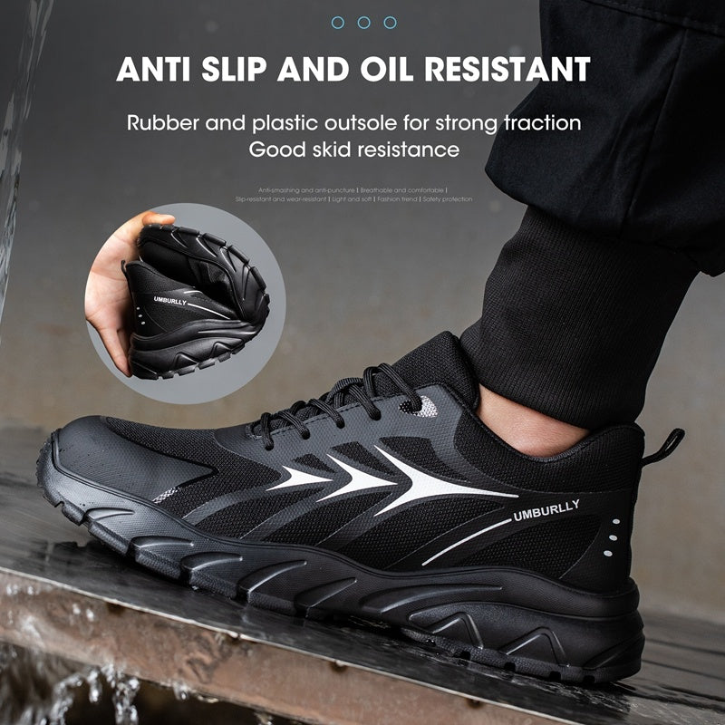 Labor Protection Anti-smashing And Anti-penetration Safety Shoes Steel Toes 1 Pair black white