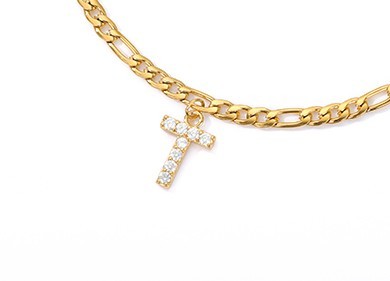 English Alphabet Stainless Steel Zircon All-match Anklet T