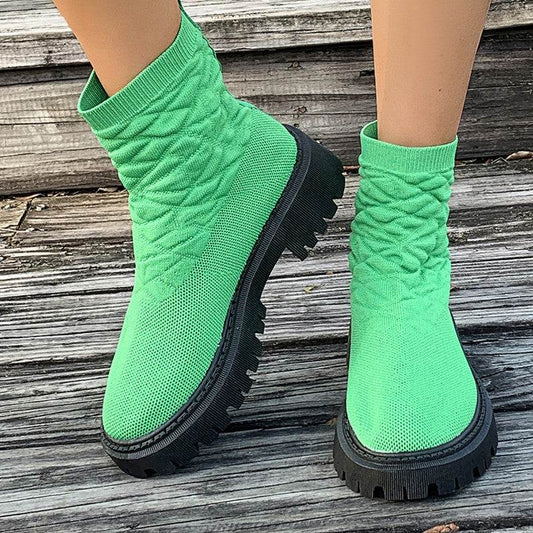Women's Thick Heel Solid Color Casual And Comfortable Martin Boots