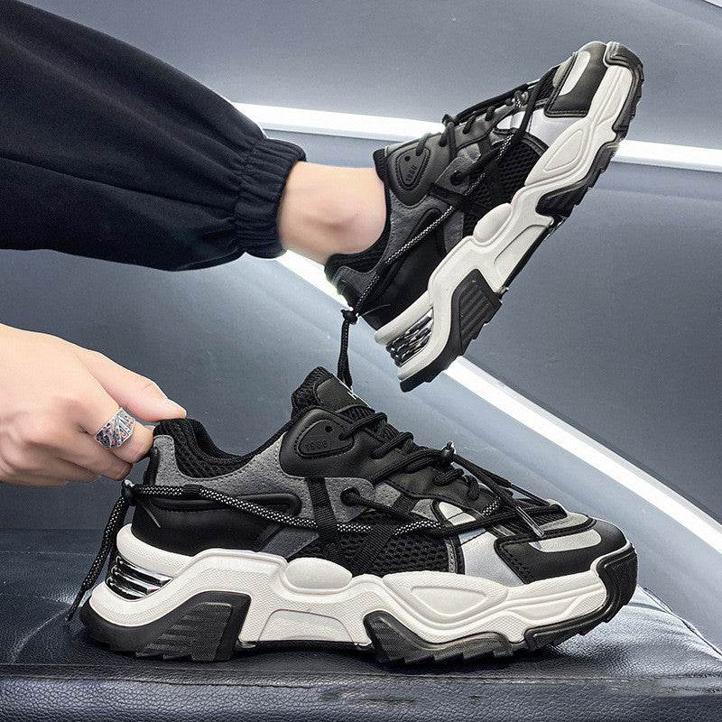 Mens Fashion Breathable Thick-soled Running Sneakers Black