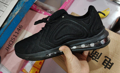 Casual Air Cushion Black Shoes Men Outdoor Breathable Lace-up Sneakers Running Sports Shoes Black