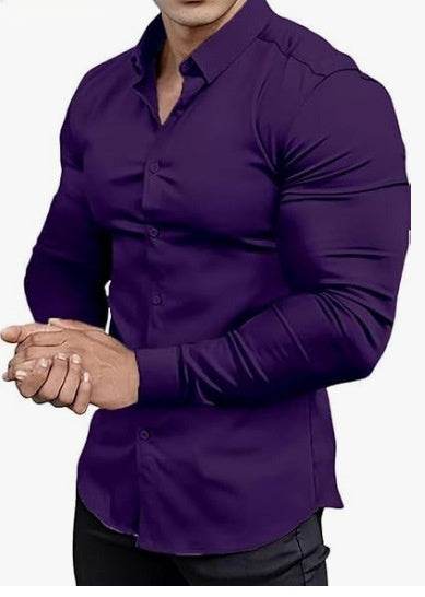 Men's Business Non-ironing Professional Anti-wrinkle Casual Shirt CS02 Purple