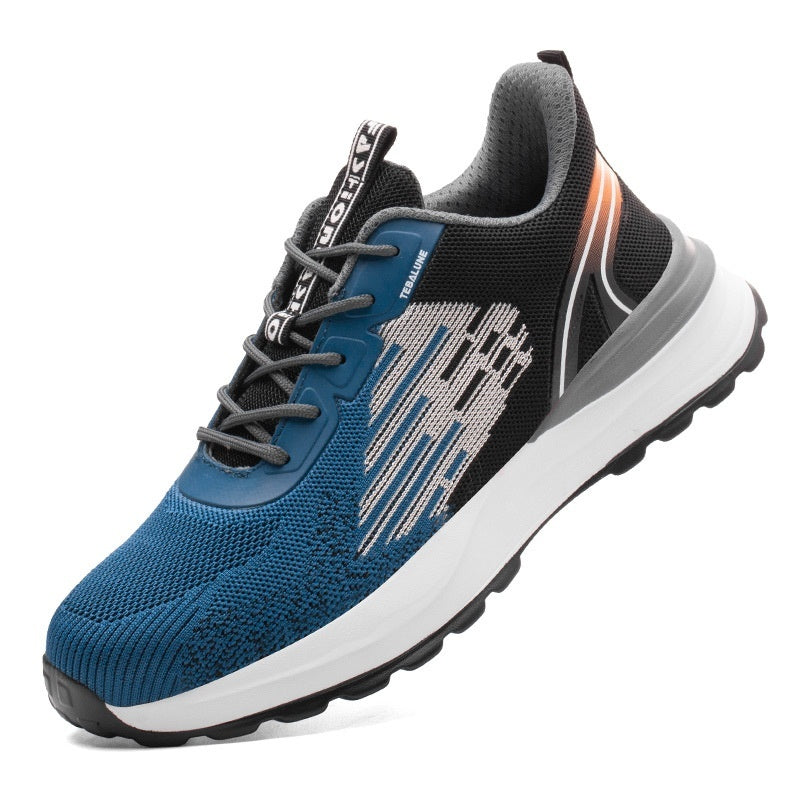 Men's Lightweight Breathable Wear-resistant Non-slip Safety Work Shoes Blue