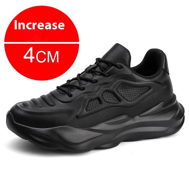 Summer New Invisible Height-increasing Shoes Men's 8CM Breathable Clunky Sneakers Black Increased By 4CM
