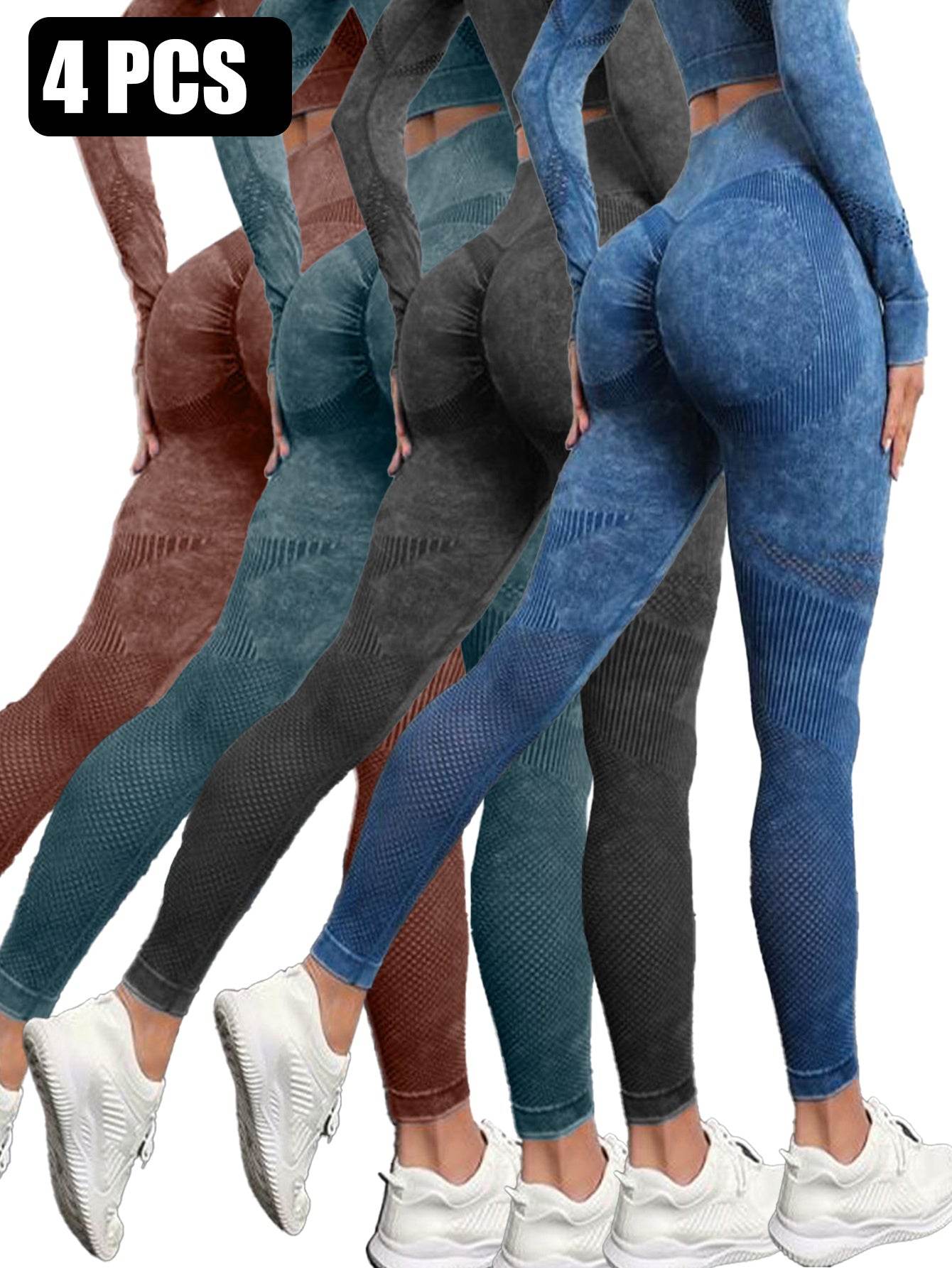 4PACK Active Yoga Pants Women's Yoga Pants BLKDGNBRNBLU