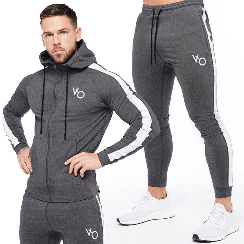 Men's Running Training Elastic Sweater Set Dark Grey