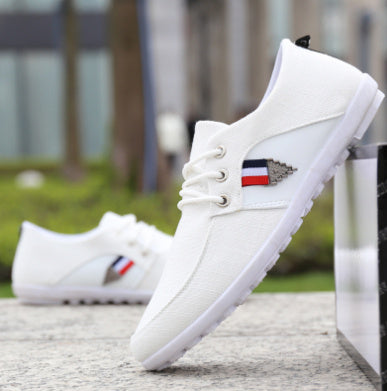 Men'S Soft-Soled Canvas Shoes, Sports And Leisure Old Beijing Cloth Shoes, Peas Shoes C37 white