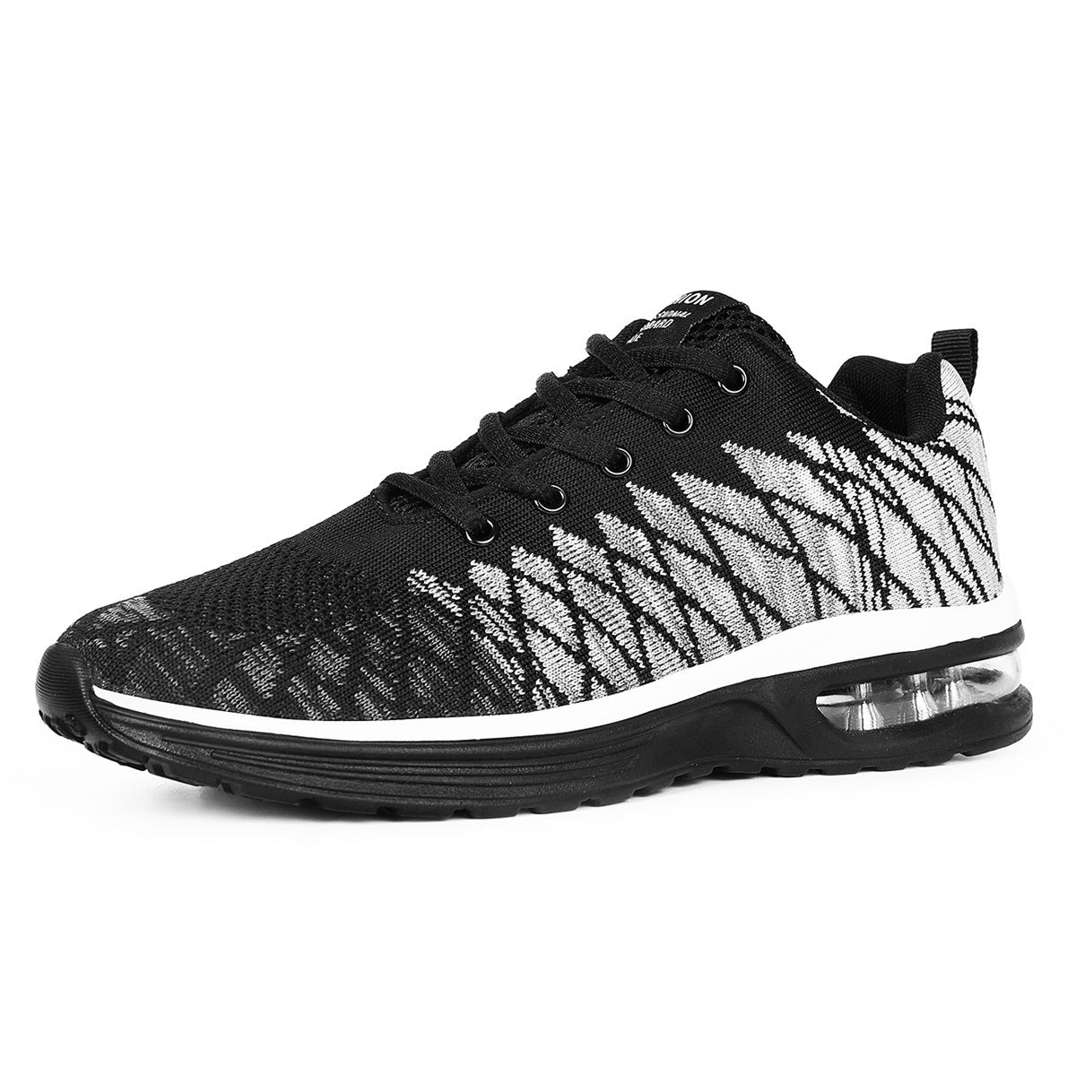 Casual Flyknit Breathable Light Running Shoes Black And Gray