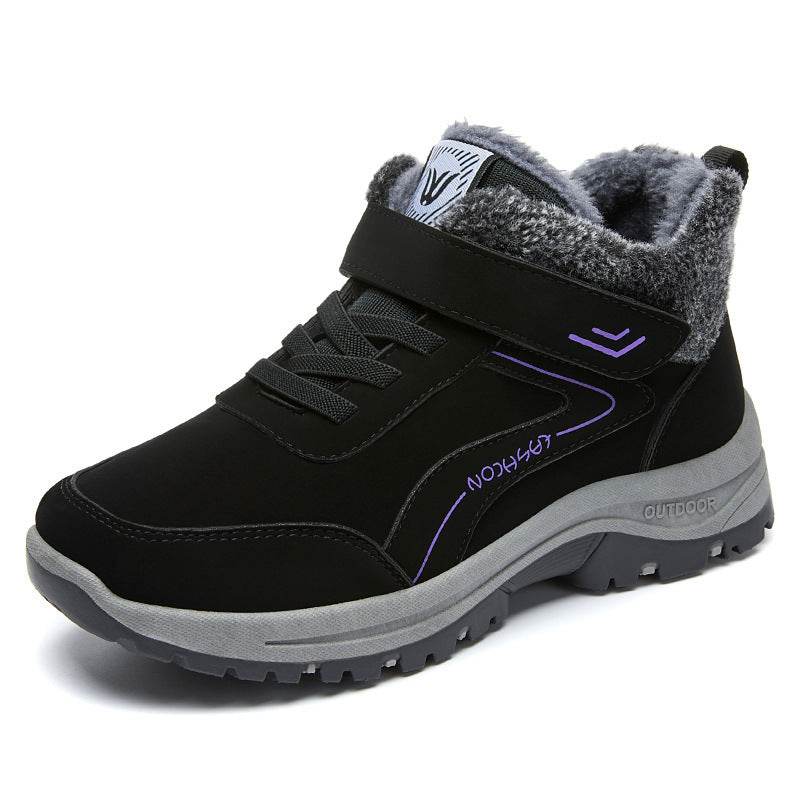Winter New Fleece-lined Thickened Women's Short Leather Boots