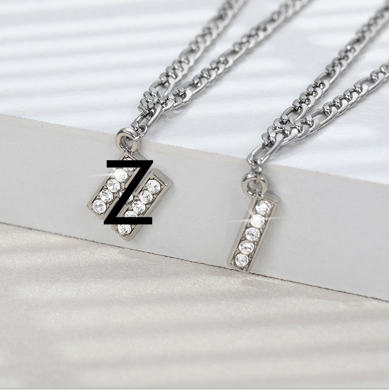 English Alphabet Stainless Steel Zircon All-match Anklet Silver Z