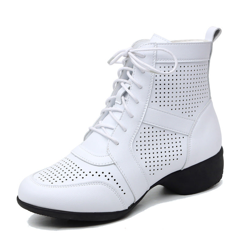 Modern Dance Shoe Women's Four Seasons Single White Hollow Out