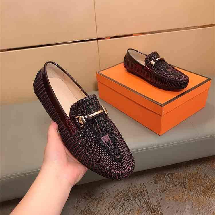 Gommino Men's Casual Breathable Leather Shoes Wine Red